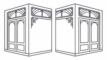 Two doors with windows and arched openings vector