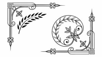 A set of decorative elements, including a leaf and a wreath vector