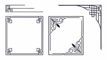 Art deco style frame and corner elements illustration vector
