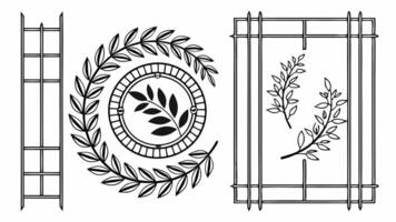 A set of decorative elements for a window frame vector
