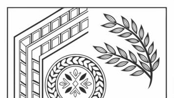 A drawing of a leaf and a frame vector