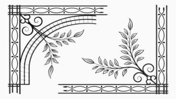 A black and white drawing of a decorative arch vector