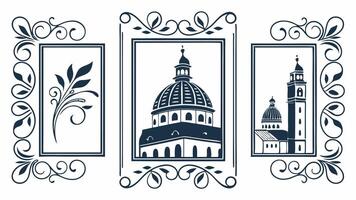 The four different styles of architecture in the frame vector