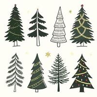 Christmas trees in different styles vector