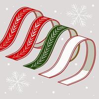 Three ribbons with snowflakes on them vector