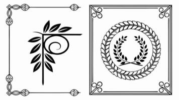 A set of decorative frames and wreaths vector