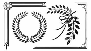 A set of laurel wreaths and ribbons vector