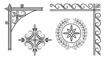 A set of decorative elements, including a wreath, a crown, and a wreath vector
