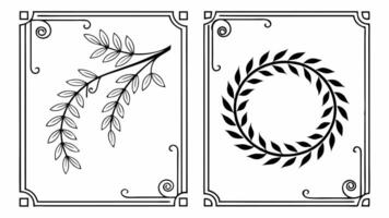 Two frames with leaves and wreaths vector