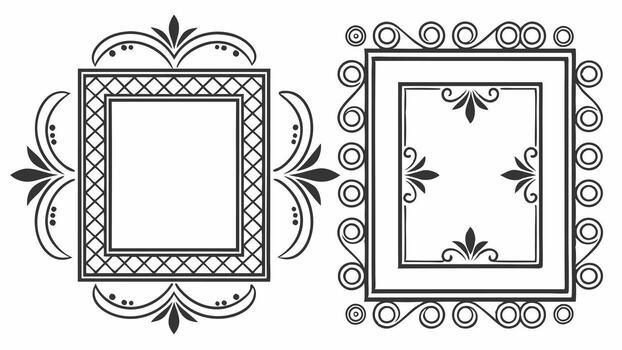 Two ornate frames with a border and a border vector