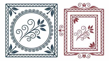 Two decorative frames with floral designs vector