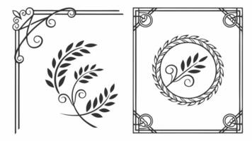 Two black and white illustrations of ornamental frames vector