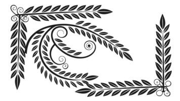 A black and white drawing of a leaf and vine vector