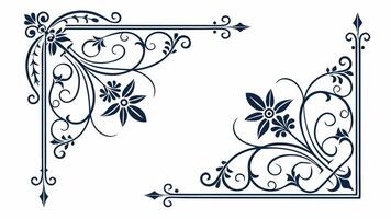 Decorative corner frame with flowers vector