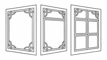 Three different types of windows with different designs vector
