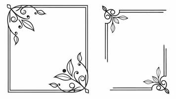 Two black and white frames with leaves and vines vector
