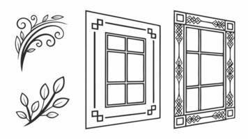 A set of four different windows and doors vector