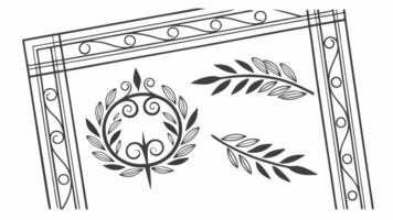 A drawing of a frame with leaves and a wreath vector