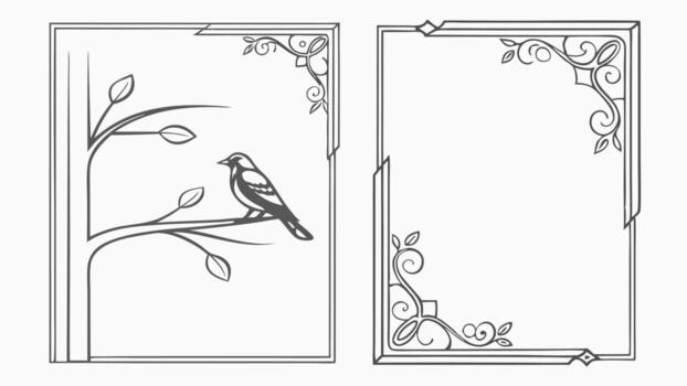 Two frames with birds on them vector