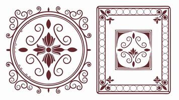 Two decorative frames with floral designs vector