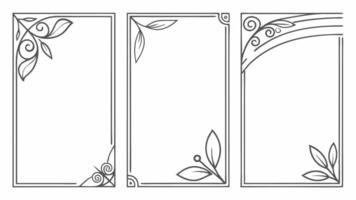 Three vertical banners with leaves and vines vector