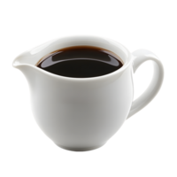 A white coffee cup with a brown liquid in it png