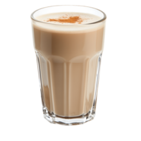 A glass of coffee with a cinnamon topping png