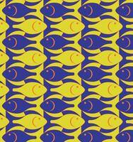 Watercolor texture fish seamless pattern blue color fish Pattern. vector