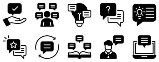 Advice Icon Set Supportive Solid Style Collection for Guidance and Recommendations vector