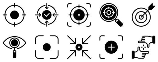 Focus Icon Set Sharp Solid Style Collection for Concentration and Precision vector