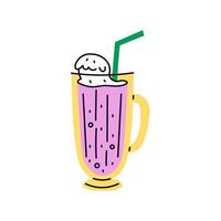Carbonated Drink with Scoop of Ice Cream and Straw vector