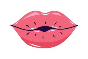 Kissing lips hand drawn. Valentine's day element for design on white background. Isolated illustration. vector