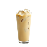 A glass of ice cold coffee with ice cubes in it png