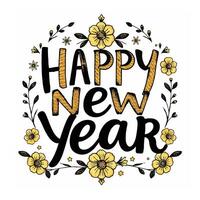 illustration of a Happy New Year card with spring flowers, perfect for celebration decorations vector