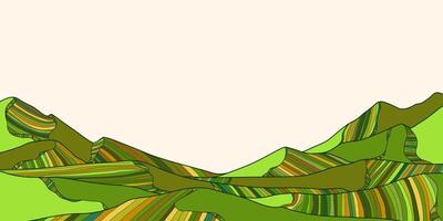 Beautiful Mountain Line Art Background. Scenic black and white landscape design for fabric, prints, and wall art. Simple line drawing of one line mountain. vector