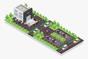 Isometric cafe building vector