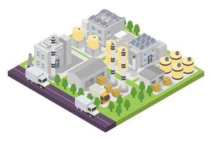 Ecology factory manufacture building isometric vector
