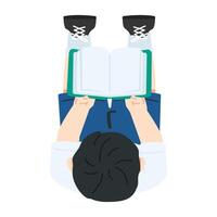 Kid boy Sitting Down and Reading a Book vector