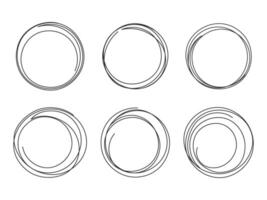 Hand drawn circle line art set isolated illustration. vector