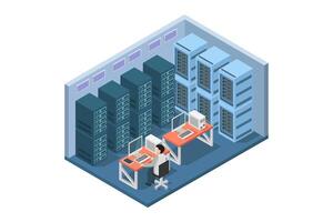 Businessman doing diagnostic test isometric illustrator vector