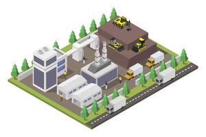 Coal mining isometric illustrated vector