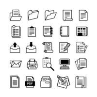 Set of document and file icon thin line style on white background vector
