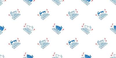 cat seamless pattern keyboard piano music turntable kitten neko footprint calico munchkin pet cartoon doodle gift wrapping paper tile background repeat wallpaper illustration isolated design vector