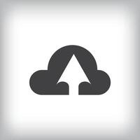 Unique simple cloud upload arrow sign logo design. Technology and identity template in geometric style. vector