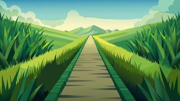 A cartoon illustration of a path through a field vector