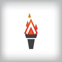 Unique simple sport flame sign logo design. Sport and corporate identity template in geometric style. vector