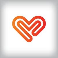 Unique simple linear heart sign logo design. Relationship, romantic and loop template in geometric style. vector