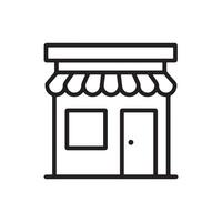 Simple Icon of a Storefront with Awning and Door on White Background vector
