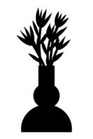 Black and whiteposter with flowers in a vase. vector
