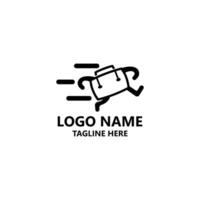 running suitcase logo design vector
